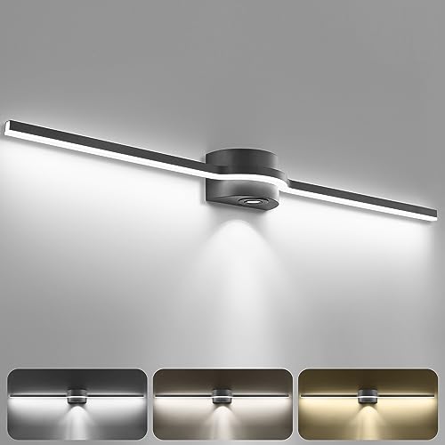 Image of SOLFART LED Vanity Lights Bathroom Light Fixtures Black Bathroom Lights Vanity Lighting Fixtures 3 Color Temperature Dimmable 48 Inch Wall Light Fixture BK-3C