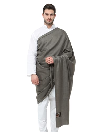 Image of Arvore Bunkaar Dhariwal Men's Plain Faux Cashmilon Woolen Shawl /Lohi (Grey, 45 inchx100 inch)