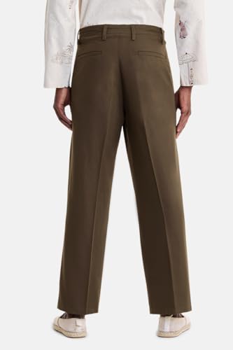 Image of SNITCH Men Trousers Holiday & Casual Wear | Relaxed Fit Pleated Front & Straight Leg Design | Breathable Cotton Linen Blend Fabric for Summer & Vacation Outings