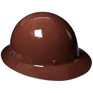 MSA 454672 Skullgard Full-Brim Hard Hat with Staz-on Pinlock Suspension | Non-slotted Cap, Made of Phenolic Resin, Radiant Heat Loads up to 350F – Standard Size in Brown