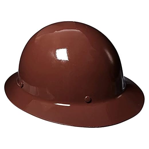 MSA 454672 Skullgard Full-Brim Hard Hat with Staz-on Pinlock Suspension | Non-slotted Cap, Made of Phenolic Resin, Radiant Heat Loads up to 350F - Standard Size in Brown