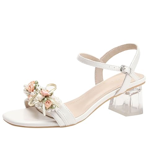 Women's Block Heels Square Open Toe Ankle Strap Sandals for Daily Dressy Wedding