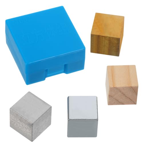 TOBBOMEY 4-Teiliges Dichtewürfel Set Kupfer Eisen Aluminium Holz 2.00X2.00X2.00Cm Lehrmittel Zur Dichtebestimmung Mit Tragbarer Aufbewahrungsbox Für Schule Und Wissenschaft