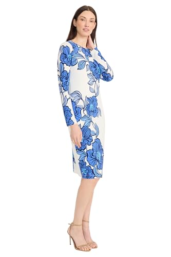 Image of Maggy London Womens Long Sleeve Floral Printed SheathCocktail Dress