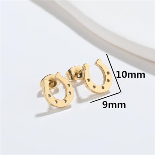 Dreuyet 4 Pairs Stainless Steel Horseshoe Stud Earrings Cute Minimalist U-Shaped Horseshoe Horse Stud Earrings Horse Animal Lover Jewelry Gifts3