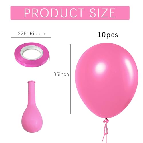 Image of Pink Balloons Pink Birthday Decorations 10 Pack 36 inch Round Gender Reveal Ballons for Birthday Wedding Anniversary Baby Shower Gender Reveal Party Decoration