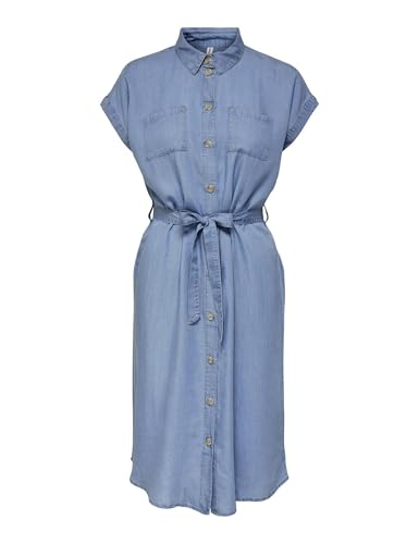 Maniche corte ONLY Onlpema Hannover SS DNM Sh Abito da Donna Qyt, Blu Denim Medio., M