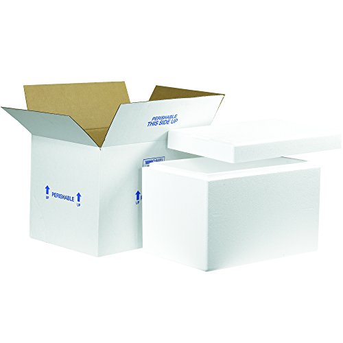 Image of BOX USA B261C Insulated Shipping Kits, 19 inch x 12 inch x 12 1 /2 inch, White (Pack of 1) | Large cold shipping box for frozen food, perishables, meat, seafood, meal kits and refrigerated products