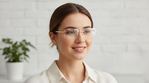Image of Dervin UV Protected Retro Rectangular Rimless Sunglasses with Spring Hinges for Men and Women