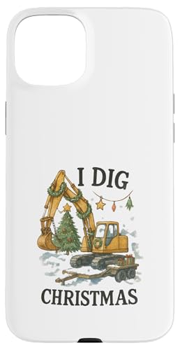 I Dig Christmas Excavator Tree Lights Construction Holiday スマホケース iPhone 15 Plus 用