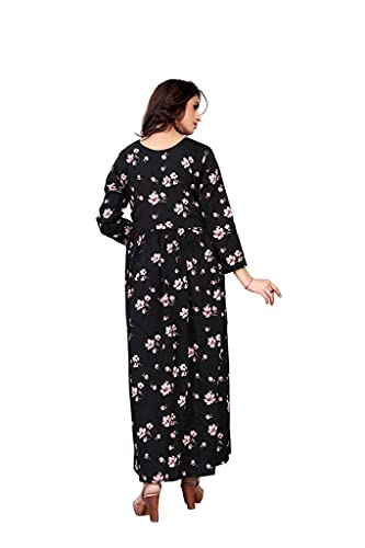 Image of H.E HAMZA ENTERPRISER Printed Crepe Material Brown Western Dress For Women
