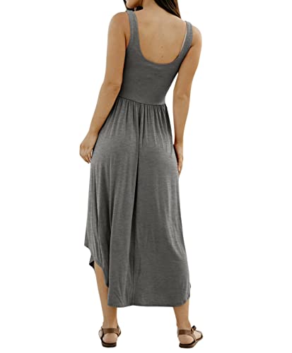 Image of Langwyqu Womens 2026 Summer Sleeveless Tank Dress Empire Waist Asymmetrical Flowy Casual Maxi Dresses
