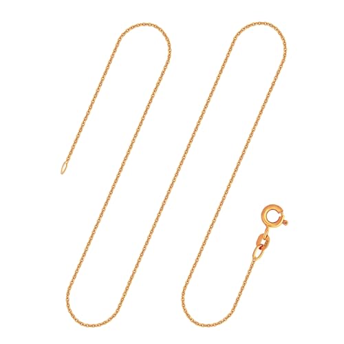 EDELIND Cadena Oro Mujer Hombre fina 1.1 mm Cadena ancla redonda Oro Amarillo 585/14 K Collar Cadena de Oro puro long. 75 cm peso ap.3.2g Caja de Regalo de joyería