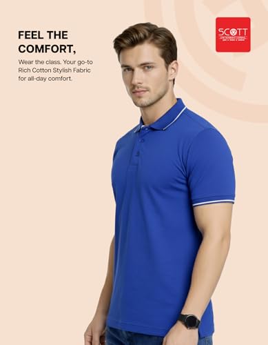 Image of Scott International Cotton Polo T Shirt | Collar Tshirts | Half Sleeves Plain T Shirt | T-Shirt |Tshirt for Men Stylish | Men's Tshirt
