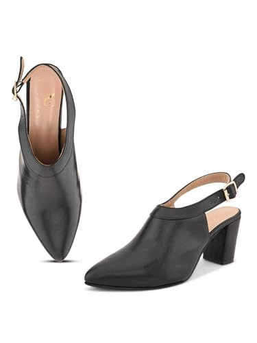 Image of XE Looks Slingback Heels | Pointed-Toe Design | Adjustable Strap |Stylish & Trendy Cushioned Footbed Heels For Girl & Women