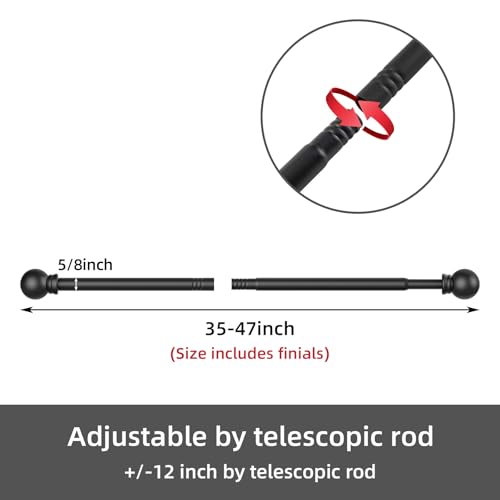 Image of GXOACKJ Curtain Rods for windows 32-48 inch, 5 /8 inch Decorative Curtain Rod Set, Matte Black Splicing Heavy Duty Metal Curtain Rod with Brackets
