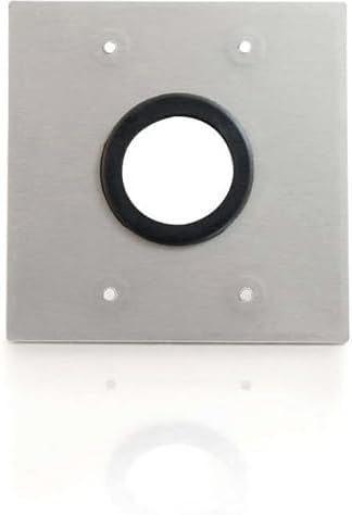 CG40546 1.5" Grommet Cable Pass Through Double Gang Wall Plate, Brushed Aluminum