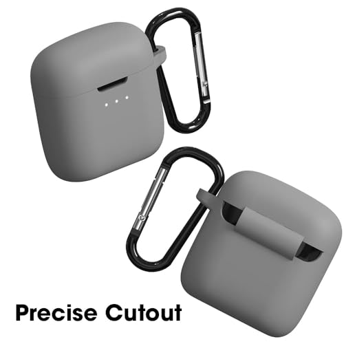 Image of Sounce Earphone Case Cover Compatible with Boat Airdopes 131, Soft Silicone Skin Case Cover Shock-Absorbing Protective Case with Keychain [Front LED Visible] - (Grey)