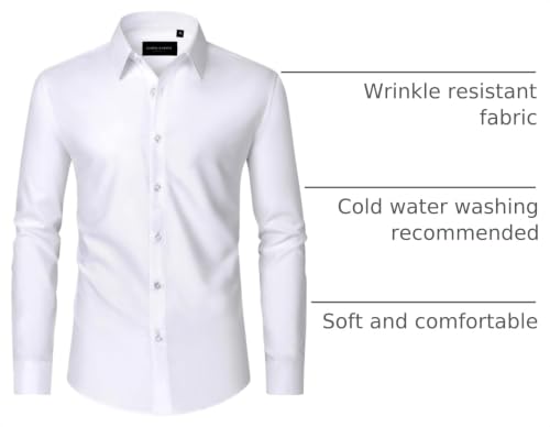 Image of Alimens & Gentle Men's Dress Shirts Long Sleeve Wrinkle Free Stretch Business Casual Wedding Button Down Shirt