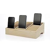 Ozzptuu 24-Grid Wooden Cell Phone Holder Desktop Organizer Storage Box for Classroom Office (24-G...