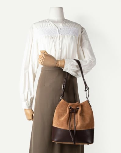 Suede Bucket Bag for Women The Spring Fashion Matte Finish Shoulder Bag Crossbody Purse Work Casual Tote Handbag3