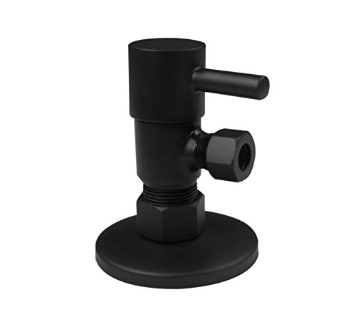 Westbrass A105QR-62 Round Lever 1/4-Turn Angle Stop 1/2' Copper x 3/8' Compression, Matte Black