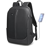 Business Backpack for Men, Slim Laptop Backpack Waterproof 17 inch, Lightweight Compact Computer Backpack with USB Charging, Thin Backpack Sleek for Travel Work Office and College - Black