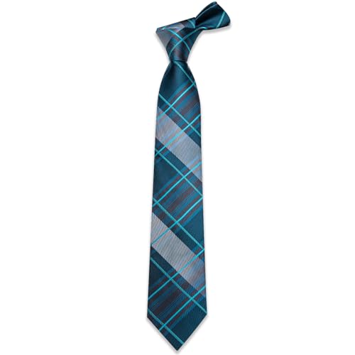 Image of YourTies Men's Neckties Striped Tie and Plaid Neckties for Men Woven Silk Tie Gold Tie Clip Set