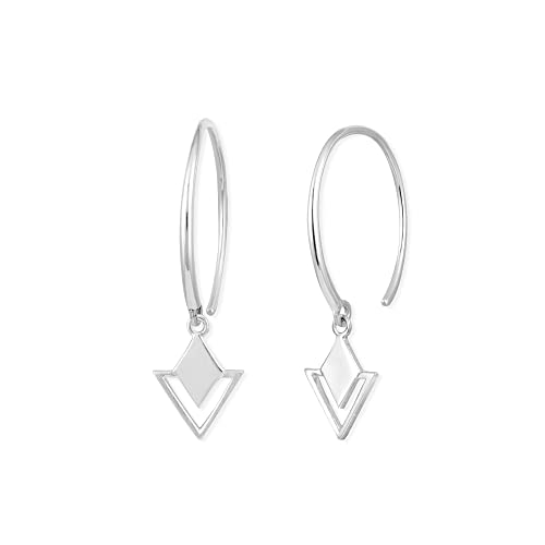 Boma Jewelry Sterling Silver Geometric Diamond & Triangle Pull Through Hoop Earrings