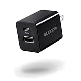 エレコム 充電器 コンセント USB-C USB-A 2ポート 20W PD対応 折りたたみ式プラグ ブラック EC-AC12020BK image