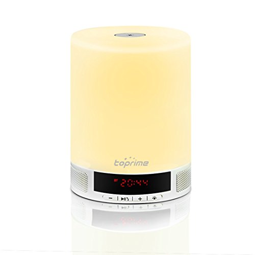XBEIC Bluetooth 4.0 Speaker with Bedroom Table Lamp Nightlights for Kids Alarm Clock Dynamic Color Changing Mode Speakerphone TF Card Hands-Free Calls