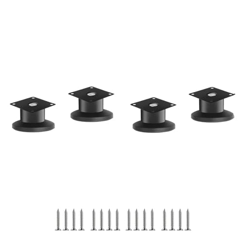家具脚, 家庭用、オフィス用、浴室、キッチン用、丸型家具、ソファー用サポート脚4個セット、ネジ付き、150mm(Black,38mm(1.5in))