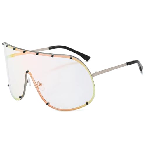 Lunettes de luxe en métal argenté et rouge avec verres géants haut de gamme