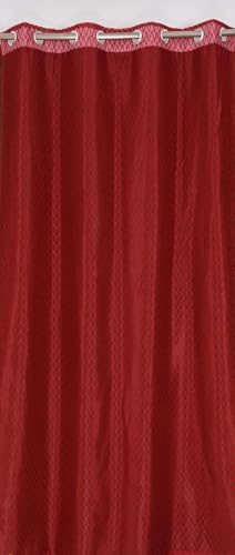 Image of HOME UTSAV Premium Sheer Net Curtain for Window 6 Feet | Transparent Net Fabric with Geometric Design | Pack of 1, Maroon