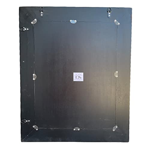 Multi-Colored Cobalt Blue & Silver, Luxe Mosaic Glass Framed Wall Mirror, Decorative Embossed Glass Mosaic Rectangular Vanity Mirror/Accent Mirror (30" X 24") #TOP5