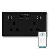 BSEED WiFi Socket 2 Gang with USB and Type C Compatible with Alexa and Google Home, Metered Socket With APP Remote Control Compatible with Smart Life, Timer Outlet Smart Outlet 16A Black