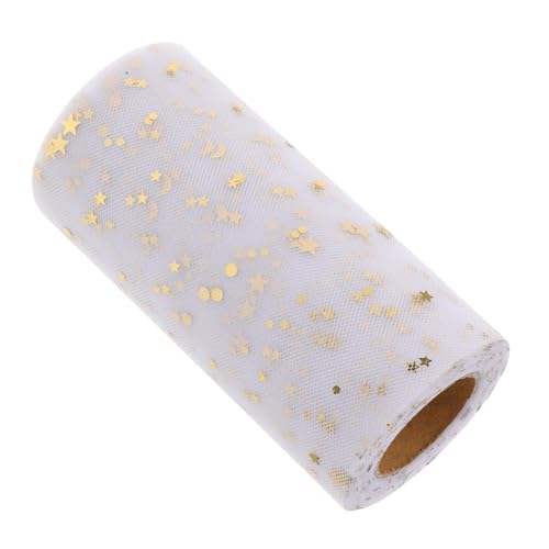 HOODANCOS Sequined Tulle Table Skirt White Party Table Centerpiece Skirt 2280x15cm