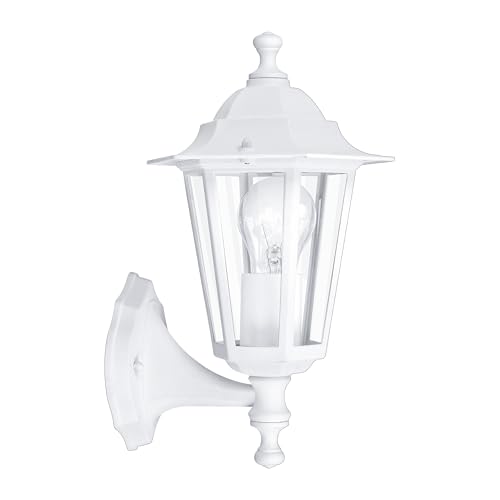 EGLO Lampe murale extérieure LATERNA 5, à flamme, applique murale en fonte d'aluminium et verre, couleur : blanc, douille : E27, IP44