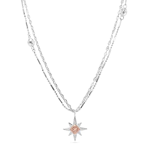 New Beginnings By Janyl Adair Two Tone 18K Rose Gold Plated .925 Sterling Silver Ball Chain & Anchor Chain Star 2 Strand Necklace - 18” + 2” Extender #TOP21