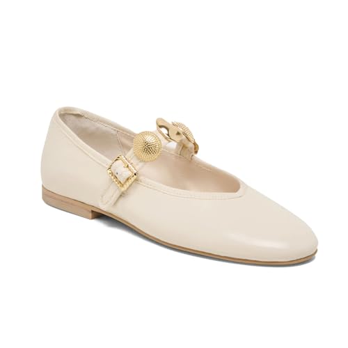 Mary Jane Ballet Flats for Women Buckle Strap Ballerina Flat Shoes Closed Round Toe Comfort Slip-on Dressy Shoes