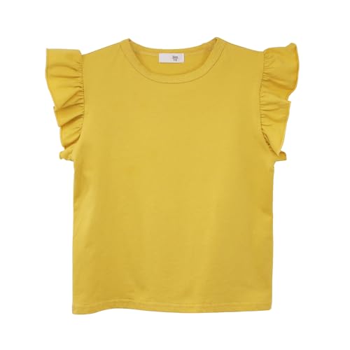 Image of Toddler Girls Ruffle Sleeve T-Shirt Plain Tank Tops Basic Blouse for Girl