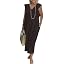 Ladies Black Cotton Linen Maxi Dress