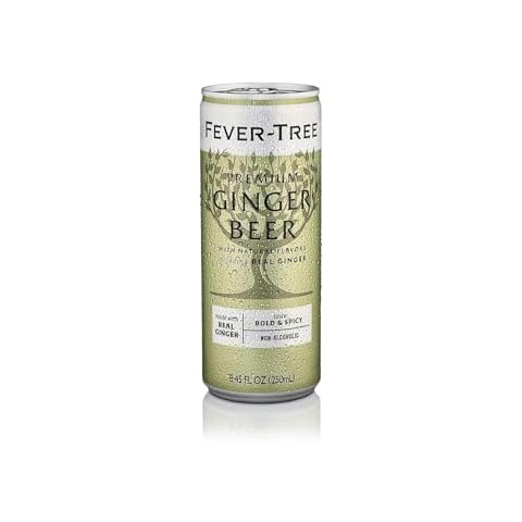 Fever Tree Ginger Beer - Premium Quality Mixer - Refreshing Beverage for Cocktails & Mocktails. Naturally Sourced Ingredients, No Artificial Sweeteners or Colors - 250 ML Cans - Pack of 24 Cover