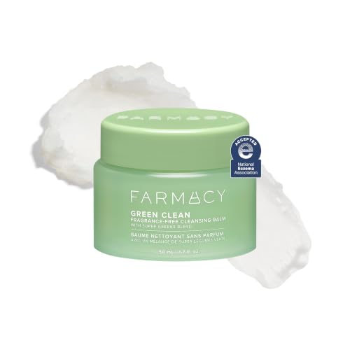 Image of Farmacy Sensitive Skin Makeup Remover Cleansing Balm - Green Clean Waterproof Makeup Remover Balm + Oil Cleanser for Face - Melts Make Up + SPF - Hydrates + Softens Skin - Fragrance-Free (50ml)