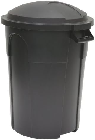 United Solutions TI0006 Black Thirty Two Gallon Round Trash Can with Lid - 32 Gallon Wastebasket and Lid in Black (Older Model)