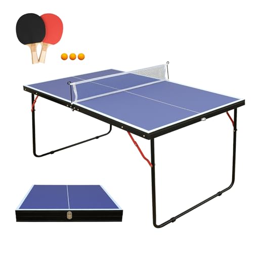 Generic KKB Sport - Juego de mesa de ping pong plegable de 4.5 pies, portátil, para interiores y exteriores, mesa de tenis de mesa de tamaño mediano con 2 palas, 3 pelotas y red