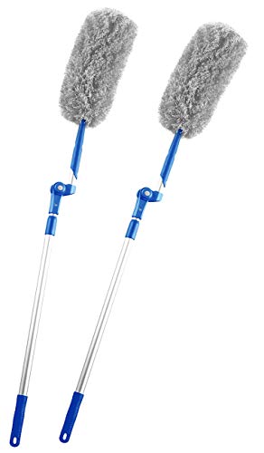 Sichler Haushaltsgeräte XXL-Staubwedel: 2er-Set Mikrofaser-Staubwedel, Teleskop-Griff, verstellbarer Winkel (Formbarer Mikrofaser, Staubwischer Teleskop, Heizkörper)