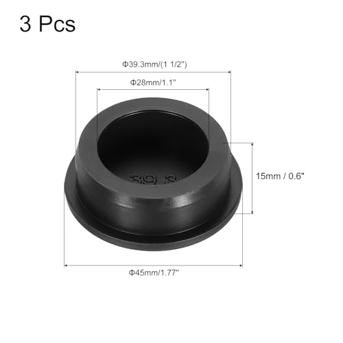 Image of MECCANIXITY 3pcs T-Shaped Silicone Plugs 39.3mm 1-1 /2 Inch Dia Snap in Plug Hole Seal Cover Round Rubber Stopper for Kitchen Rubber Bulkheads Waterproof Sealing Plugs Black