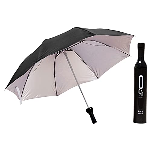 SHINROAD Portable Wine Bottle Umbrella - Waterproof, Windproof, Compact, Fun Gift (Black)