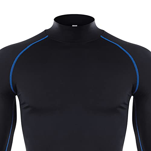 VINGVO Camisas de treino masculinas, elásticas, respiráveis, macias, de compressão, manga comprida p